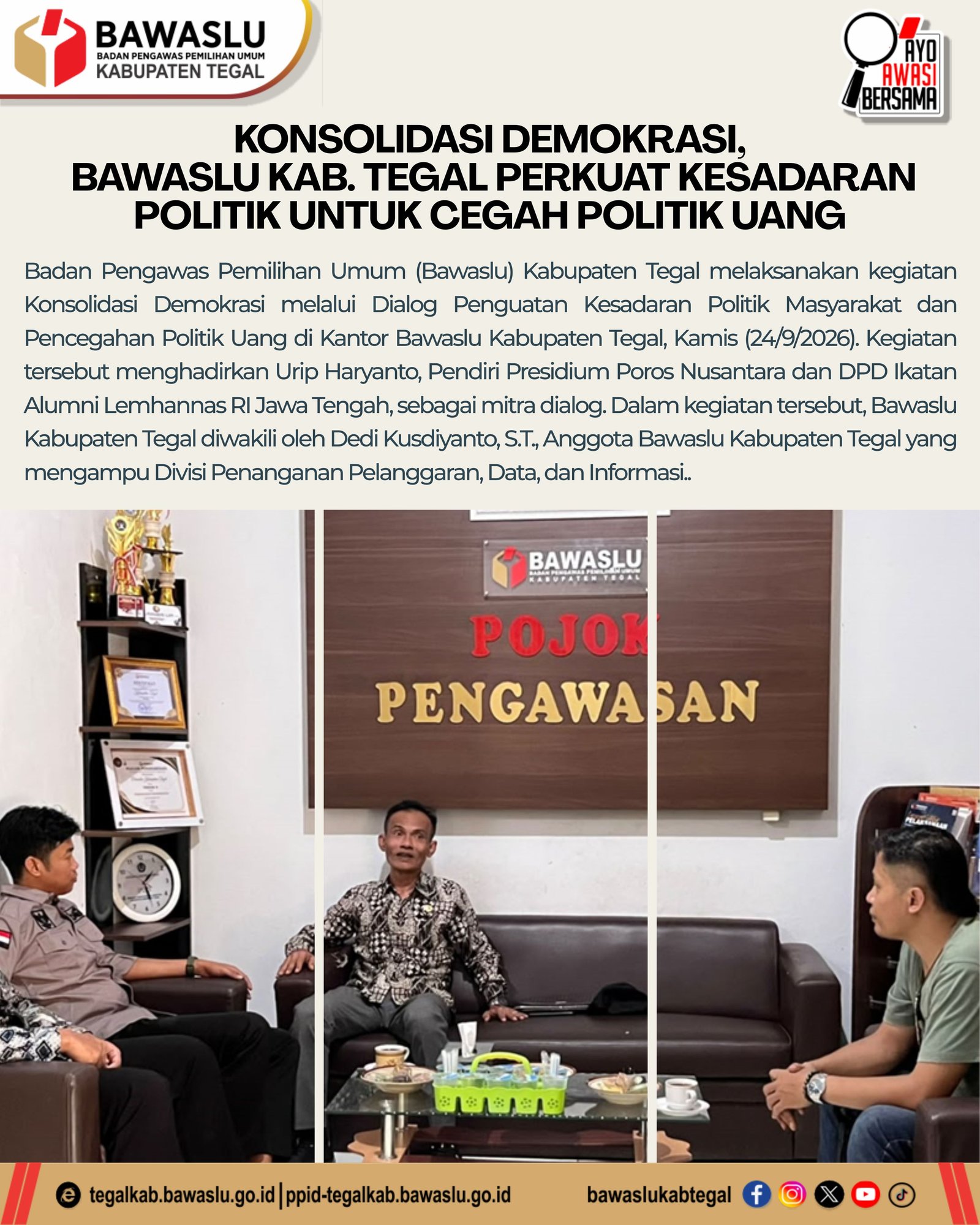 Bawaslu Kabupaten Tegal Dorong Kesadaran Politik